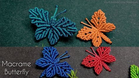 Macrame Tutorial Beginner, Macrame Butterfly, Macrame Animals, Simpul Makrame, Tutorial Macramé, Butterfly Tutorial, Simple Macrame, Macrame Knots Tutorial, Makramee Diy