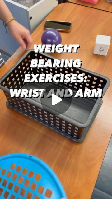 16K views · 1.3K likes | Eli Yovits OTR/L, CHT on Instagram: "💥Weight bearing exercises: wrist and arm💥  ▪️A few exercise ideas if you are trying to initiate weight bearing activities to the wrist and entire upper extremity:   1️⃣ Powerweb placed over an empty container: The medicine ball is placed on the powerweb. Pressure is placed on the ball through the web. With the elbow locked you can get some really good resistance throughout the upper extremity all the way up to the shoulder.   ✨Placing the powerweb over the container like this makes it easier to engage the entire upper extremity in this exercise, and doesn’t require a strong second hand to hold it in place!  2️⃣Place the medicine ball onto the putty. Push the ball down into the putty as much as you can until you hit the table. Occupation Therapy Activities, Dollar Tree Occupational Therapy, Elbow Exercises Occupational Therapy, Occupational Therapy Hand Therapy, Adult Occupational Therapy Activities, Hand And Wrist Strengthening Exercises, Hemiplegia Activities, Occupational Therapy Activities Elderly, Elbow Extension Exercises