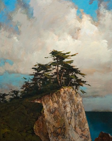 Cliff Painting, Artistic Pictures, Landscaping With Rocks, Landscape Artist, Canadian Artists, Tree Art, Interesting Art, Beautiful Landscapes, Art Works