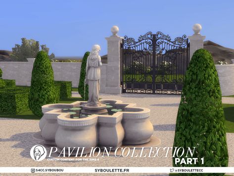 The Sims Resource - Patreon release - Pavilion set part 1 18th Century House, Sims 4 Kitchen, Bush Garden, Stone Fence, Sims 4 Downloads, Topiary Trees, Sims 4 Build, Cc Sims, Sims Community