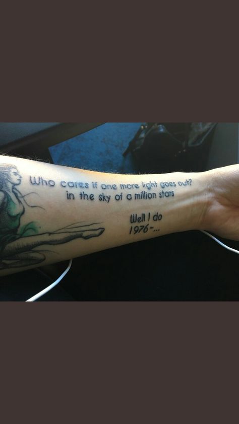 Beautiful Linkin Park tattoo. Song is One more light. One More Light Tattoo Linkin Park, Tattoo Song, Tattoo Quote Ideas, Linkin Park Tattoo, Believe Tattoos, Song Tattoos, Lyrics Tattoo, Tattoo Quote, Million Stars