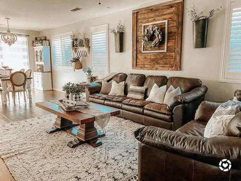 Rustic House Curtains, Brown Leather Couch Living Room, Sofas Ideas Living Room, Brown Sofa Living Room, Leather Couches Living Room, Brown Couch Living Room, Sofa Design Ideas, Brown Leather Couch, Brown Couch