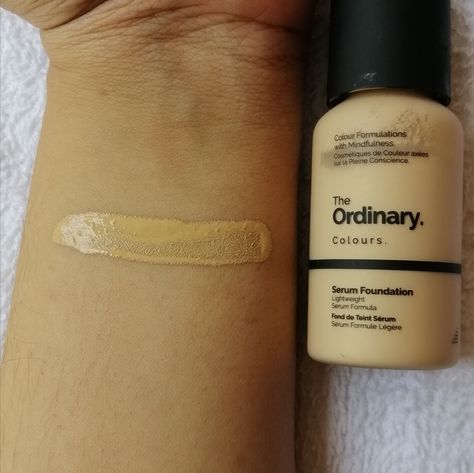 The Ordinary Colours Serum Foundation 2.0 YG Light Medium has yellow undertones with gold highlights Serum Foundation, Gold Highlights, The Ordinary, Serum, Foundation, Highlights, Yellow, Gold