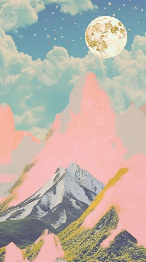 Mountain astronomy outdoors nature. | premium image by rawpixel.com / Adjima Mountain Collage, Pastel Mountains, Paper Clouds, Acrylic Ideas, Vision Art, Wallpaper Texture, Mountain Photos, Plant Spacing, Inspo Board