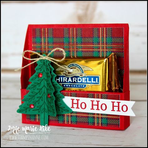 Stamp Camp with Jen: Suite of the Week - Wrapped in Plaid Ghirardelli T... Christmas Treats Holders, Christmas Treats Boxes, Treat Holders, Candy Crafts, Christmas Favors, Stampin Up Christmas Cards, Candy Holder, Treat Holder, Treat Box