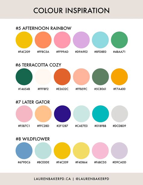 Colour Palettes #5-8 Bright Happy Color Palette, Lauren Baker, Inspiration Moodboard, Hex Color Palette, Color Rush, Color Palette Bright, Colour Inspiration, Color Palette Design, Hex Colors