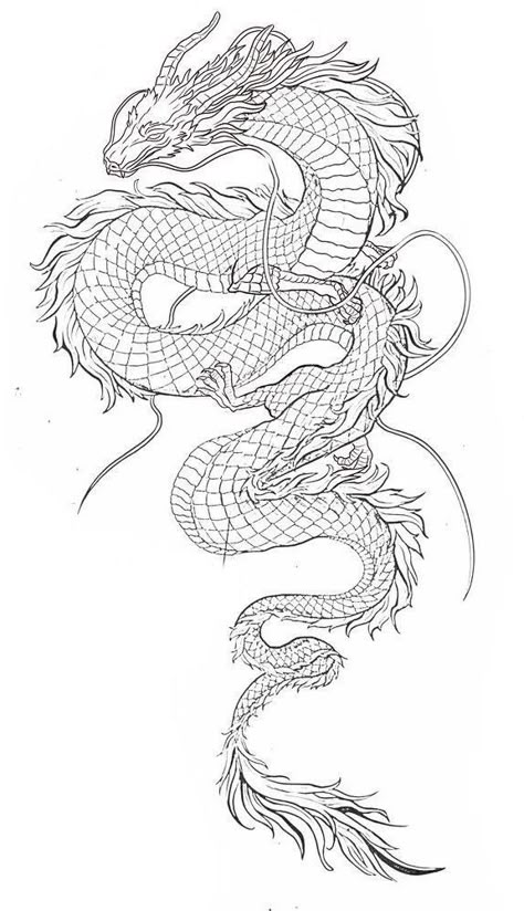 Outline Dragon Tattoo, Chinese Dragon Tattoo Stencil, Back Tattoo Dragon For Men, Dragon Tattoo Stencil Designs, Hip Dragon Tattoo, Dragon Line Tattoo, Dragon Stencil, Filigree Outline, Dragon Chest Tattoo