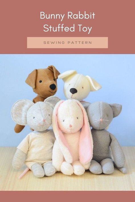 Sewing pattern for the Bunny Rabbit Stuffed Toy. This intermediate-rated pdf sewing pattern comes in two sizes - small and large. Your kids or grandkids are really going to love these bunnies. Just look at those cute faces and those adorable ears! Small Stuffed Animals To Sew Free Pattern, Floppy Bunny Pattern Sewing, Bunny Stuffy Sewing Pattern, Free Stuffed Bunny Sewing Pattern, Printable Stuffed Animal Patterns, Fabric Rabbit Pattern, Toy Rabbit Sewing Pattern Free, Free Bunny Sewing Pattern Stuffed Toys, Bunny Rabbit Pattern Sewing Free