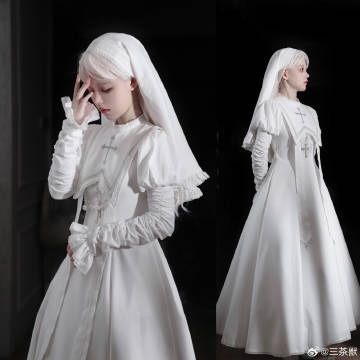 Nun Aesthetic Good, Nun Inspired Outfit, White Nun Outfit, Nun Outfit Aesthetic, Ayumi Kasai, Heaven Outfit, Winter Kingdom, Nun Outfit, White Goth