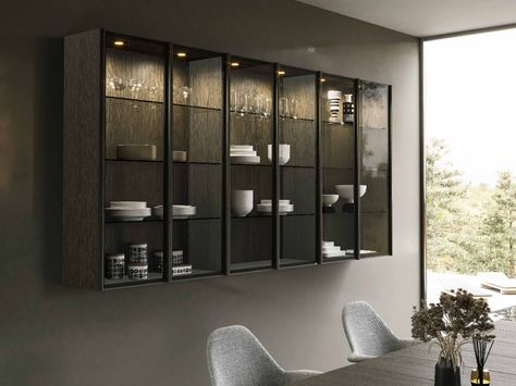 Wall Showcase Design, Crockery Cabinet Design, Wall Mounted Display Cabinets, Cabinet Design Ideas, Kitchen Wall Units, Crockery Cabinet, Crockery Unit Design, Display Cabinet Design, Wall Display Cabinet