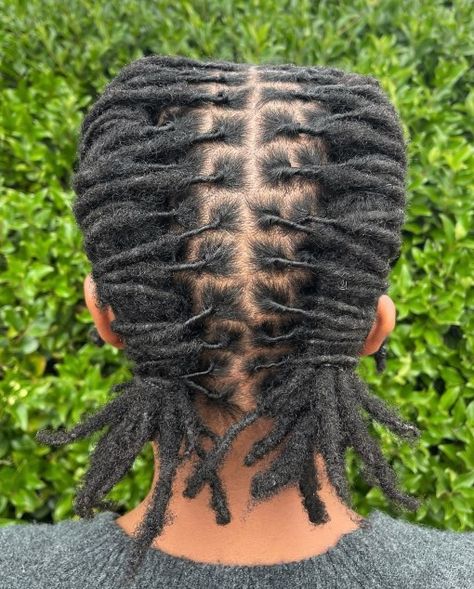 Women’s Barrel Rolls with Short Tails Barrel Roll Loc Styles Women Short, Short Loc Barrel Rolls, Loc Styles Barrel Rolls, Barrel Roll Locs Women, Short Dreads Hairstyle For Women, Barrel Rolls Locs Women, Barrel Rolls On Locs, Barrel Loc Styles Women Short, Barrel Roll Loc Styles Women