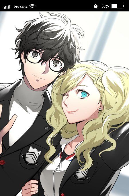 So cutee! P5 protagonist x Ann Persona 5, Persona, Anime, Hair, Blue