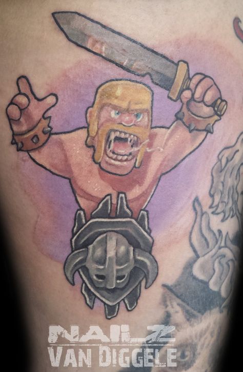 Clash of Clans, Sons of Odin, Barbarian, Tattoo, NailZ Van Diggele, Tattoo Design, Master League, Tattooed, Tattooist, Tattoo Artist, Melbourne, Berwick, Eternal Ink, Eternal Ink Tattoo Studio, Game, Video Game Clash Of Clans Tattoo, The Clash Tattoo Ideas, Barbarian Clash Of Clans, Clash Of Clans Barbarian, Th 10 Base Clash Of Clans, Clash Of Clans, Tattoo Studio, Ink Tattoo, Skull Tattoo