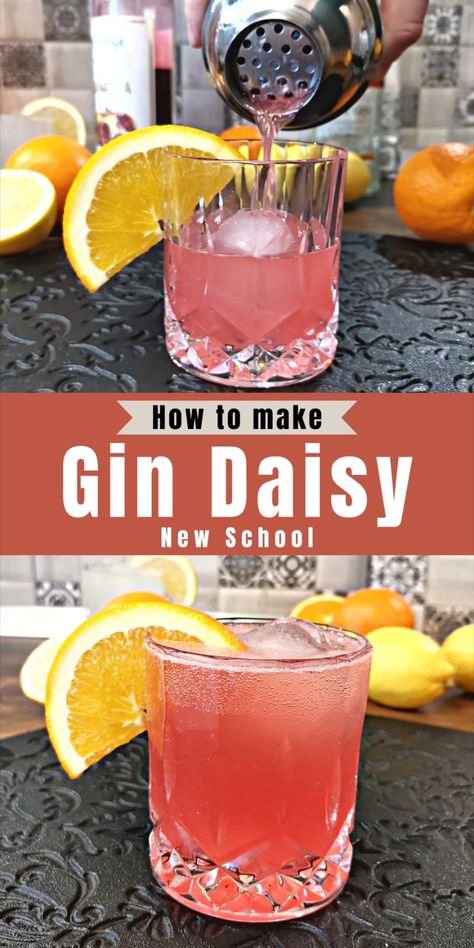 Gin Daisy, Daisy Cocktail, Grenadine Cocktail, Easy Gin Cocktails, Grenadine Syrup, Best Gin Cocktails, Liquor Recipes, Cocktail Drinks Alcoholic, Gin Recipes