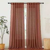 Terracotta Curtains, 108 Inch Curtains, Sun Filter, Shabby Chic Modern, Curtains Linen, Sheer Linen Curtains, Thick Curtains, Pockets Design, Drape Panel