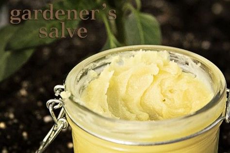 The Roofarm and Recipes for Not-Just-For-Gardeners Salve | Crunchy Betty | Bloglovin’ Healing Salve, Hand Salve, Healing Salves, Homemade Lotion, Diy Kosmetik, Vanilla Essential Oil, Walking Barefoot, Homemade Bath Products, Cracked Skin