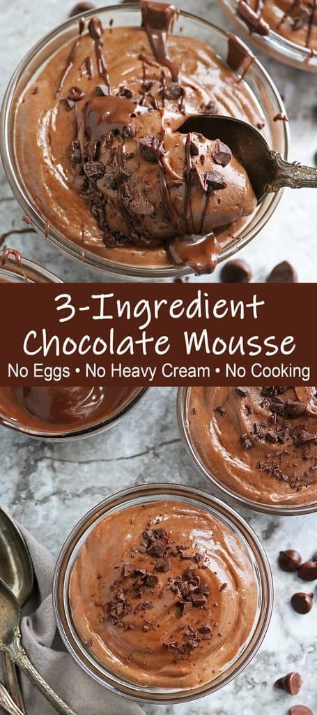 This 3 Ingredient Chocolate Mousse is an easy, quick, decadent treat to whip up when that chocolate craving hits. This delightfully creamy treat is made without any eggs or heavy cream and does not require any cooking. Chocolate Mousse Without Heavy Cream, 3 Ingredient Chocolate Mousse, Chocolate Mousse Desserts, Dreamy Christmas, Chicory Recipe, Chocolate Mousse Recipe, Healthy Appetizer Recipes, Drink Inspiration, Holiday Eating