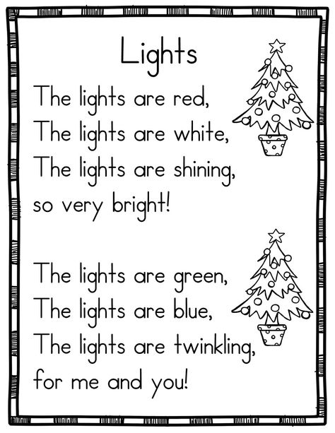 Preschool Christmas Poems, New Year Poems For Kids, Christmas 5 Senses Preschool, December Poems For Kids, Winter Nursery Rhymes, Christmas Rhymes For Preschool, Easy Christmas Songs For Preschoolers, Christmas Rhymes For Kids, Christmas Songs For Kids To Perform