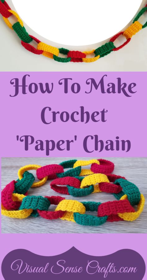 crochet paper chain Christmas Chain, Christmas Paper Chains, Crochet Christmas Garland, Crochet Christmas Ornaments Free, Crochet Bunting, Crochet Garland, Paper Chain, Crochet Rings, Christmas Card Ornaments