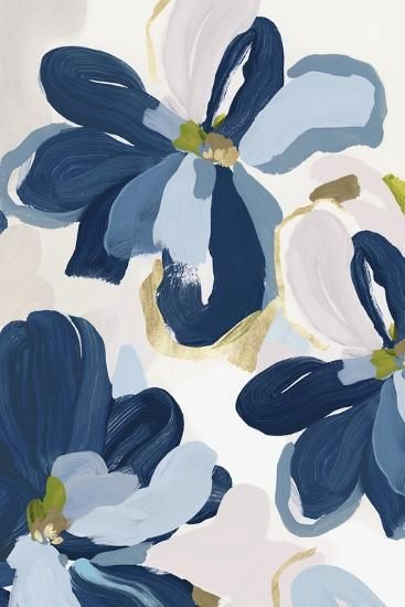 'Cobalt Florals II' Art Print - Isabelle Z | Art.com Arty Ideas, Background Wallpapers, Blue Wall Art, Pastel Background, Large Canvas Prints, Mini Canvas, Water Colour, Art Plastique, Big Canvas Art