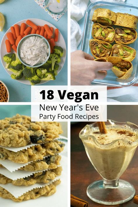 18 vegan New Year's Eve recipes - Simple Vegan Recipes Finger Foods Desserts, Vegan Eggnog Recipe, Simple Vegan Recipes, Cranberry Fizz, Vegan Dessert Bars, Vegan Spinach Artichoke Dip, Vegan Eggnog, Vegan Fudge, Sour Cream Dip