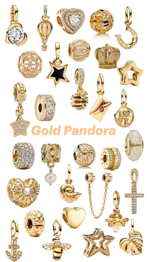 Pandora Jewelry Charms Gold, Where To Get Gold Jewellery, Gold Pandora Bracelet Charms, Golden Pandora Bracelet, Gold Pandora Charms, Pandora Charms Gold, Gold Pandora Bracelet, Gold Pandora, Pandora Bracelet Charms Ideas