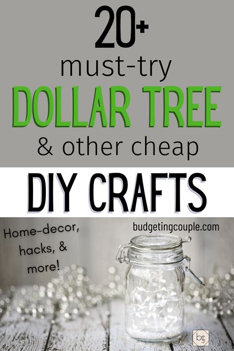 Get your creative juices flowing with these best dollar store DIY crafts. They are SIMPLE, fun, and done on a budget. What do you think of No. 6? Budgeting Couple | Budgeting Couple Blog | BudgetingCouple.com Easy Dollar Tree Crafts, Dollar Store Gifts, Dollar Tree Fall Decor, Crafts Dollar Store, Cheap Diy Crafts, Fall Decor Dollar Tree, Dollar Tree Haul, Dollar Store Ideas, Dollar Tree Fall