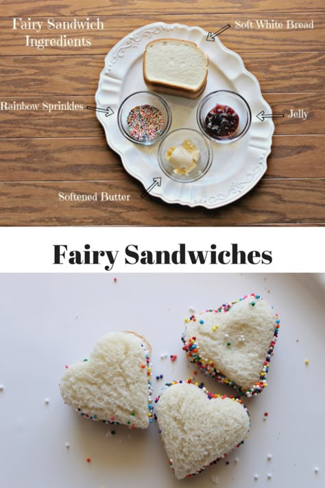 Fairy Sandwiches | The Perfect Snack for Little Kids Fairy Bread Sandwich, Mini Birthday Treats, Fun Afternoon Snacks, Tea Party Sandwiches For Kids, Bread Snacks For Kids, Finger Sandwiches For Kids, Tea Sandwiches For Kids, Fairy Picnic Food, Fairy Sandwiches