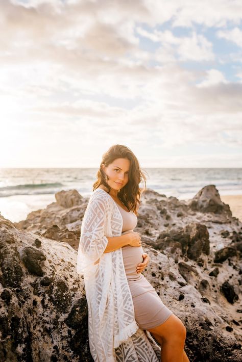 Kona Maternity Photographer - Golden Beach Sunset - Big Island Photographer | Wilde Sparrow Photography Pregnancy Photoshoot Beach, Hawaii Babymoon, Maternity Shoot Beach, Sunset Maternity Photos, Beach Maternity Pictures, Couple Maternity Poses, Maternity Photography Beach, Sparrow Photography, Beach Maternity Photos