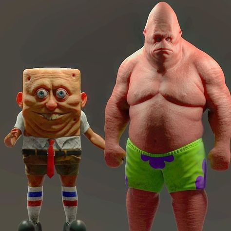 Spongebob And Patrick Star Patrick Spongebob, Cartoon Network Characters, Realistic Cartoons, Pineapple Under The Sea, Spongebob Patrick, Drawing Cartoon Characters, Famous Cartoons, Patrick Star, Cute Cartoon Characters