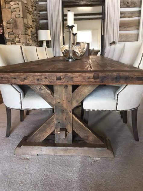 Torched Wood Dining Table, Thick Wood Table, Barnwood Kitchen Table, Rustic Dining Table And Chairs, Rustic Farmhouse Dining Room Table, Barn Table Dining Room, Diy Dining Chairs, Rustic Modern Dining Table, Rustic Dining Room Ideas