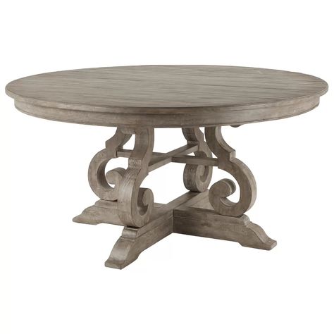 Birch Lane™ Finkelstein Solid Wood Dining Table & Reviews | Wayfair 60 Inch Round Dining Table, 60 Round Dining Table, Traditional Dining Room Table, Dining Table Sizes, Pine Dining Table, Star Furniture, Round Dining Set, Dining Table Bases, Wood Pedestal