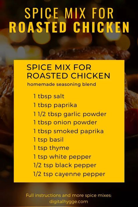 7 Homemade Spice Mixes For Chicken | DIY Seasoning & Edible Gifts Homemade Spice Mixes, Roast Chicken Seasoning, Diy Spice Mix, Spice Rubs, Homemade Dry Mixes, Diy Mixes, Kfc Recipe, Easy Marinades, Dry Rub Recipes