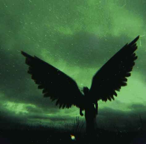 Logan Aesthetic, Garfield Logan, Green Angel, Green Sky, An Angel, Dark Green, Angel, Stars, Green