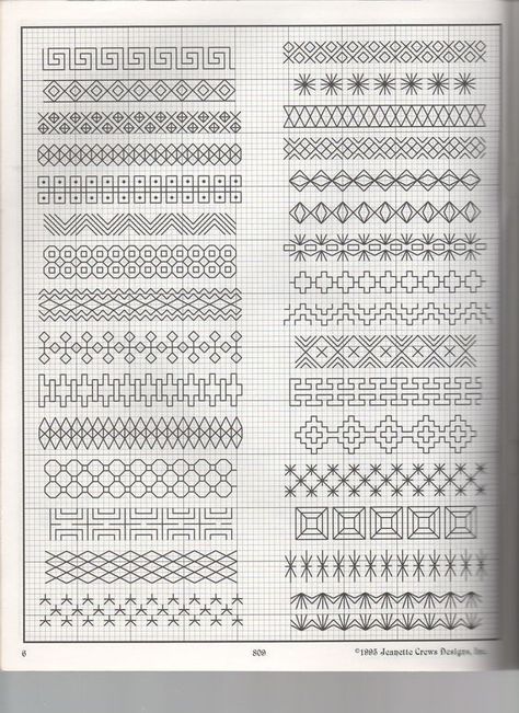 Backstitch Borders Different Types Of Embroidery, Motifs Blackwork, Blackwork Embroidery Patterns, French Knot Stitch, Blackwork Cross Stitch, Blackwork Designs, Graph Paper Designs, French Knot Embroidery, Blackwork Patterns