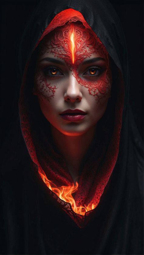 Gym Anime, Corporate Shirts, Glowing Face, Fire Art, Beautiful Dark Art, Dark Fantasy Art, Portrait Art, Fantasy Creatures, Woman Face