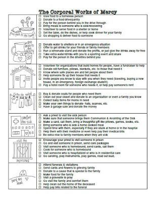 From Kids For Kids: Practical Ideas for the Works of Mercy- Free printable lists and blank sheets for planning ways to live out the Corporal and Spiritual Works of Mercy. Corporal Works Of Mercy Activities, Spiritual Works Of Mercy, Corporal Works Of Mercy, Prayer Fasting, Religion Activities, Catholic Lent, Works Of Mercy, Kids Faith, Kids Sunday School Lessons