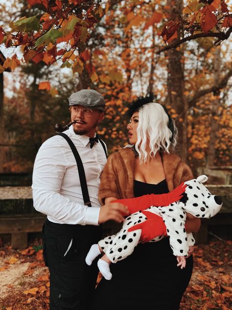 101 Dalmatians Couple Costume, Cruella Deville And Dog Catcher, 101 Dalmations Halloween Costumes, Cruelly Deville Family Costume, Cruella Deville And Jasper Costume, Family Dalmation Halloween Costumes, 101 Dalmations Family Costumes, Cruelly And Dalmatian Costume, Cruella Deville Family Costume