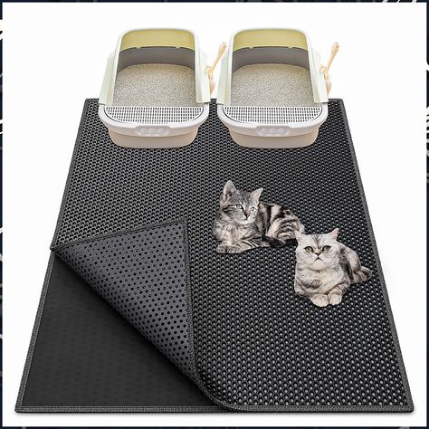 Waretary Cat Litter Mat 36"x 30", Kitty Pretty Litter Box Trapping Mat, Extra Large XL Honeycomb Double Scatter Control Layer Pretty Litter, Cat Litter Box Mats, Kitty Litter, Cat Litter Mat, Litter Mat, Puppy Pads, Cat Toilet, Bed Mats, Cat Mat