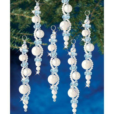 Beaded Christmas Decorations, Icicle Ornaments, Holiday Beading, Beaded Christmas Ornaments, Christmas Bead, Ornament Kit, Beaded Crafts, Ornament Ideas, Christmas Ornament Crafts