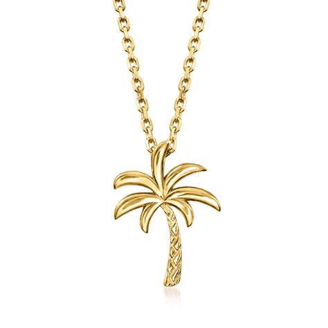 Ross-Simons - 18kt Gold Over Sterling Palm Tree Necklace. 18". Whether you're heading on a vacation or need inspiration for your next one, our palm tree necklace is an easygoing tropical vibe you can access anytime! The handcrafted design shines in textured and polished 18kt yellow gold over sterling silver. Cable chain includes a 2" extender for convenient layering. Lobster clasp, 18kt gold over sterling palm tree necklace. Dr Accessories, Palm Tree Jewelry, Cozumel Cruise, Youtuber Dr, Palm Tree Necklace, Palm Tree Pendant, Tropical Jewelry, Art Assignments, Cruise Trip