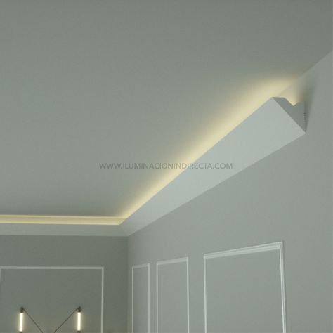 Led Baseboard, Cove Lighting Ceiling, Ruang Tv, Simple Ceiling Design, White Living Room Decor, Cornice Design, Hidden Lighting, House Ceiling Design, Home Lighting Design