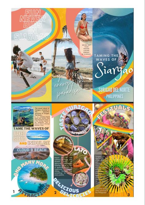 Itinerary Brochure Design, Canva Brochure Ideas Aesthetic, Travel Brochure In Mindanao, Mindanao Travel Brochure Tagalog, Mindanao Tourist Spot Brochure, Brochures Design Ideas, Mindanao Travel Brochure, Travel Brochure Philippines, Creative Brochure Design Ideas