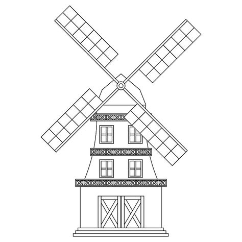 Premium Vector | Vector a black and white drawing of a windmill. Windmill Drawing Simple, Windmill Drawing, Holland Netherlands, White Drawing, Black And White Drawing, Vector Photo, Premium Vector, A Black, Holland