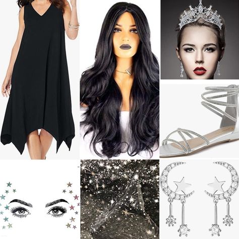 DIY inspo for primordial goddess Nyx Nyx Costume Goddesses, Nyx Goddess Costume, Goddess Costume Diy, Primordial Goddess, Greek Goddess Of The Night, Freya Goddess, Goddess Costume, Greek Gods And Goddesses, Black Costume