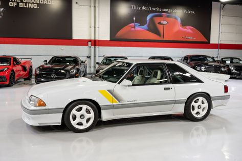 The 1989 Saleen SSC Is The Ultimate Ford Mustang Foxbody | Carscoops Ford Mustang Saleen, Foxbody Mustang, Sound System Speakers, Oxford White, Mustang Cars, Pony Car, Bucket Seats, Valve Cover, Model Cars