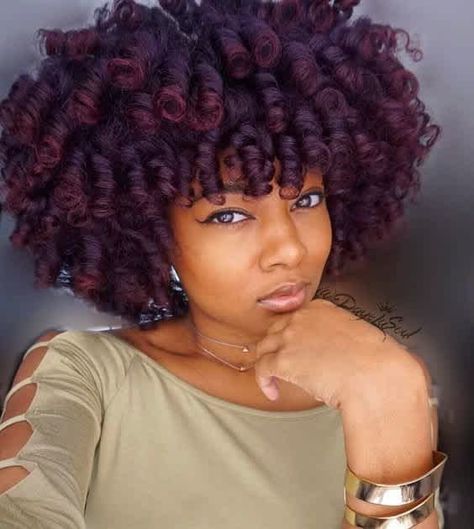 Subtle Plum With Burgundy Tips Cherry Cola Hair Color, Cherry Cola Hair, Hair Color Plum, Plum Hair, Hair Color Burgundy, How To Curl Short Hair, Burgundy Hair, Natural Hair Inspiration, Rod Set