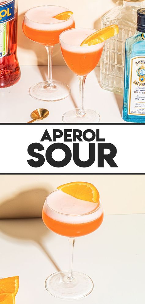 Appetizers Before Dinner, Aperol Sour, Aperol Drinks, Vodka Sour, Sour Drink, Fresh Egg, White Drinks, Sour Foods, Perfect Summer Drink