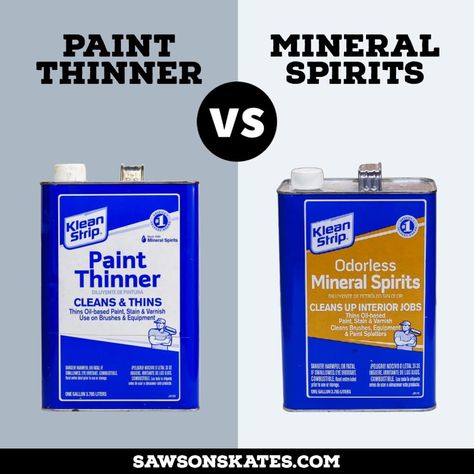 Confused about the differences between mineral spirits and paint thinner? Wonder what to use for which purpose? This side-by-side comparison will help! Clean Paint Brushes, Cleaning Paint Brushes, Stripping Paint, Paint Thinner, Mineral Spirits, What To Use, Paint Stain, Furniture Makeover Diy, Saws