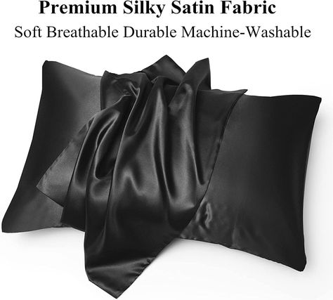 Satin Pillow Case, Satin Pillow, Satin Pillowcase, Silk Pillowcase, Black Queen, Skin Protection, Black Silk, Queen Size, Silk Satin